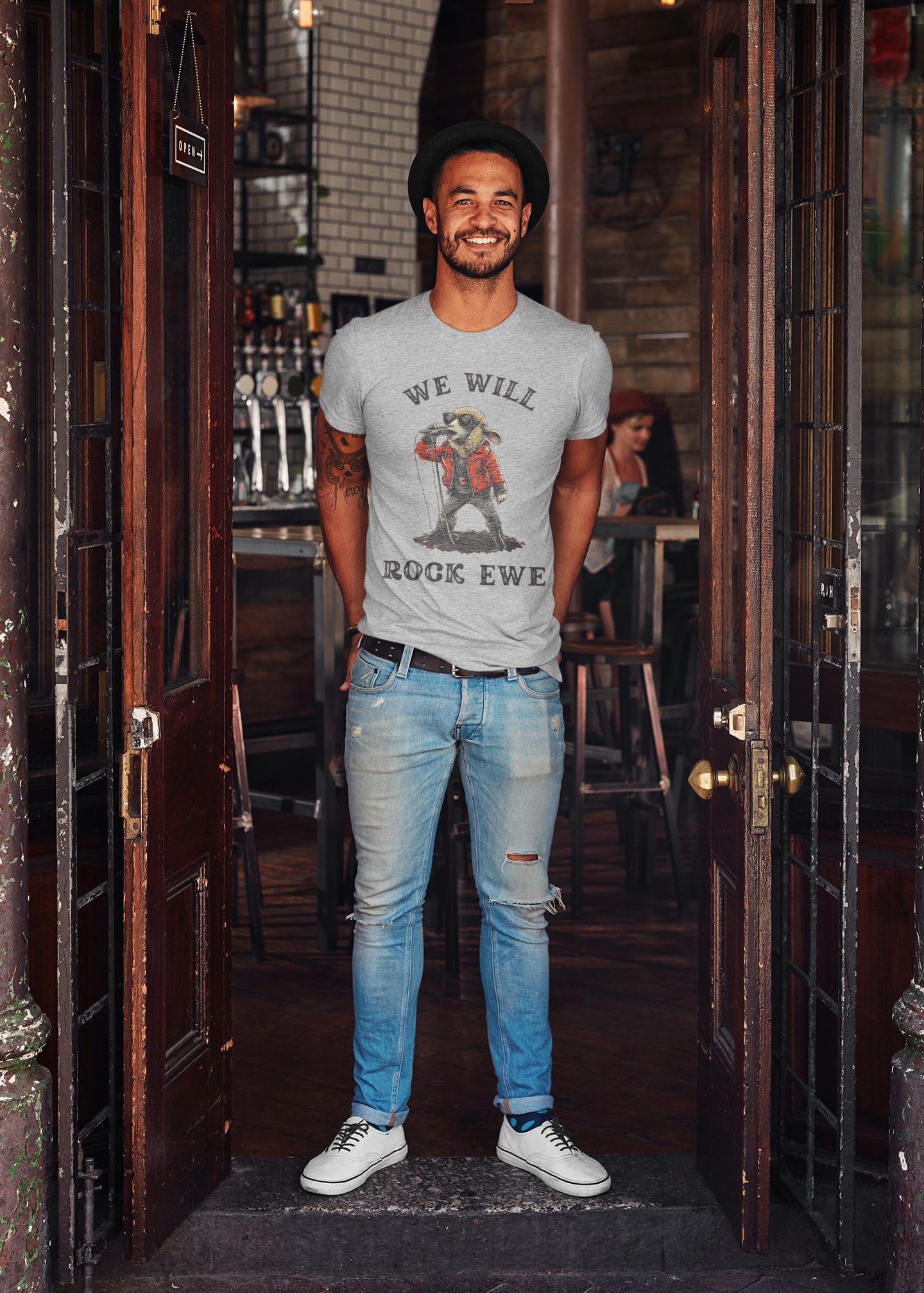 Men’s “We Will Rock Ewe” Unisex T-Shirt – Fun Rock ‘n’ Roll Design