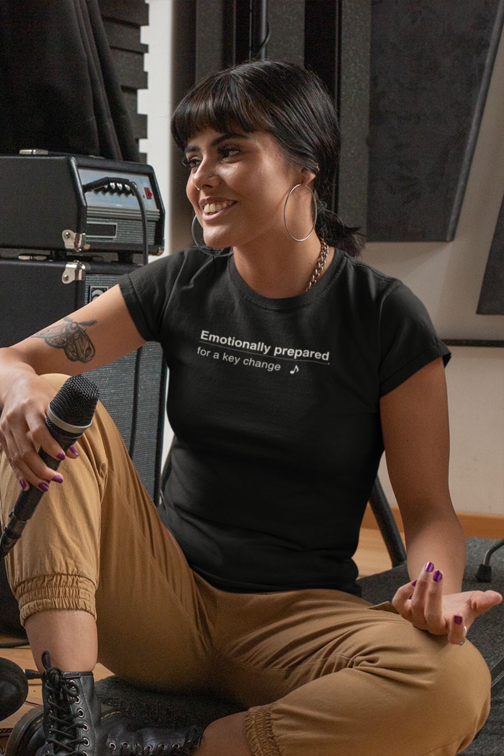 Emotionally Prepared for a Key Change – Women’s Fitted Singer T-Shirt
