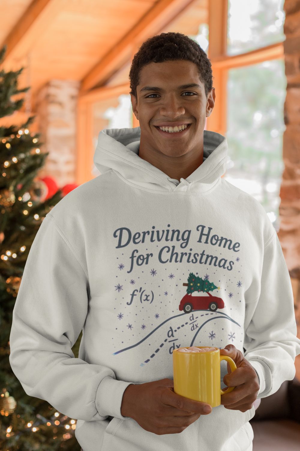 Deriving Home for Christmas Hoodie – Funny Maths Pun Hoodie for STEM, Calculus & Teachers (Unisex Christmas Hoodie)