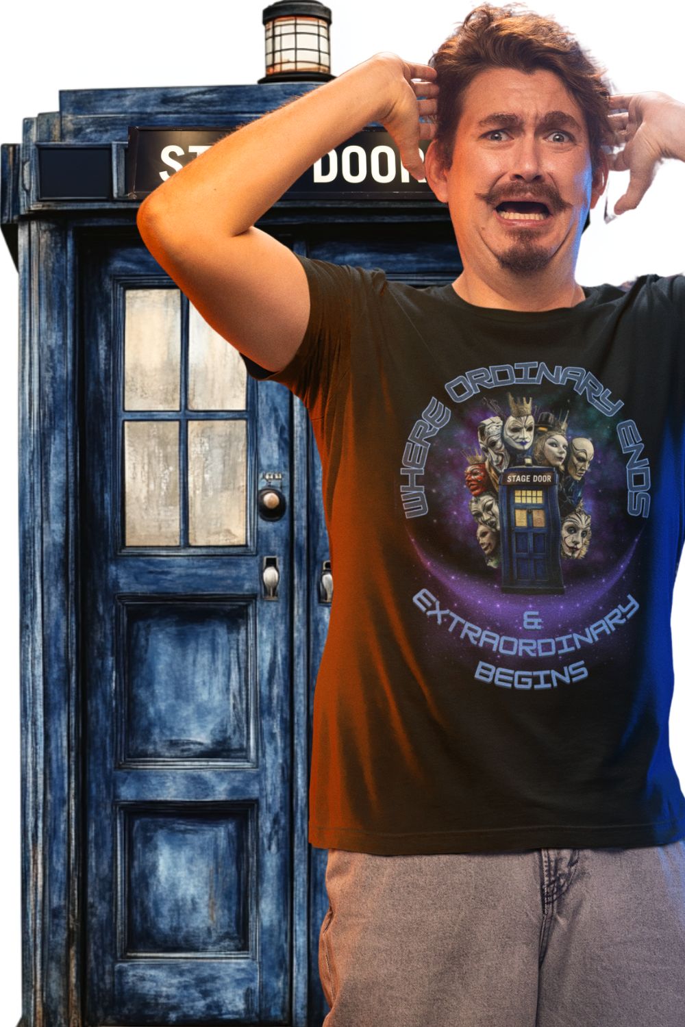 STAGE DOOR "Where Ordinary Ends and Extraordinary Begins " Men’s/Unisex Theatre T-Shirt