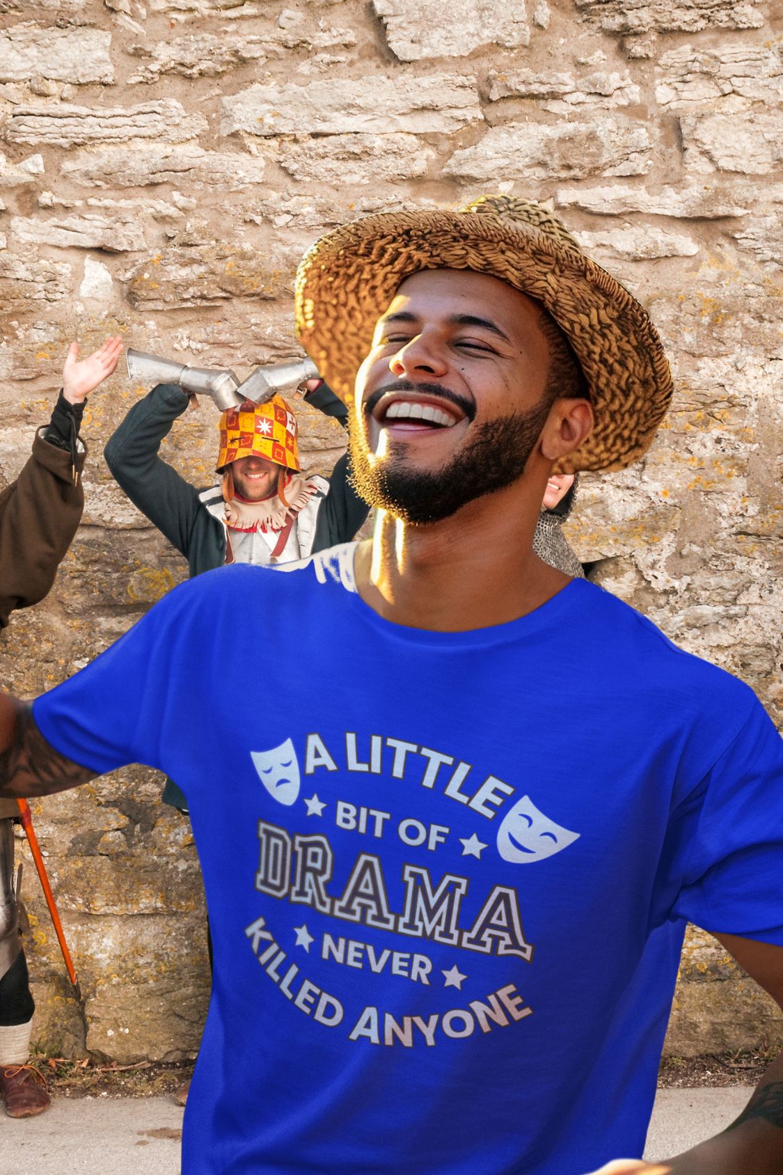 A Little Bit of Drama Never Killed Anyone – Men’s Theatre T-Shirt with Comedy & Tragedy Masks