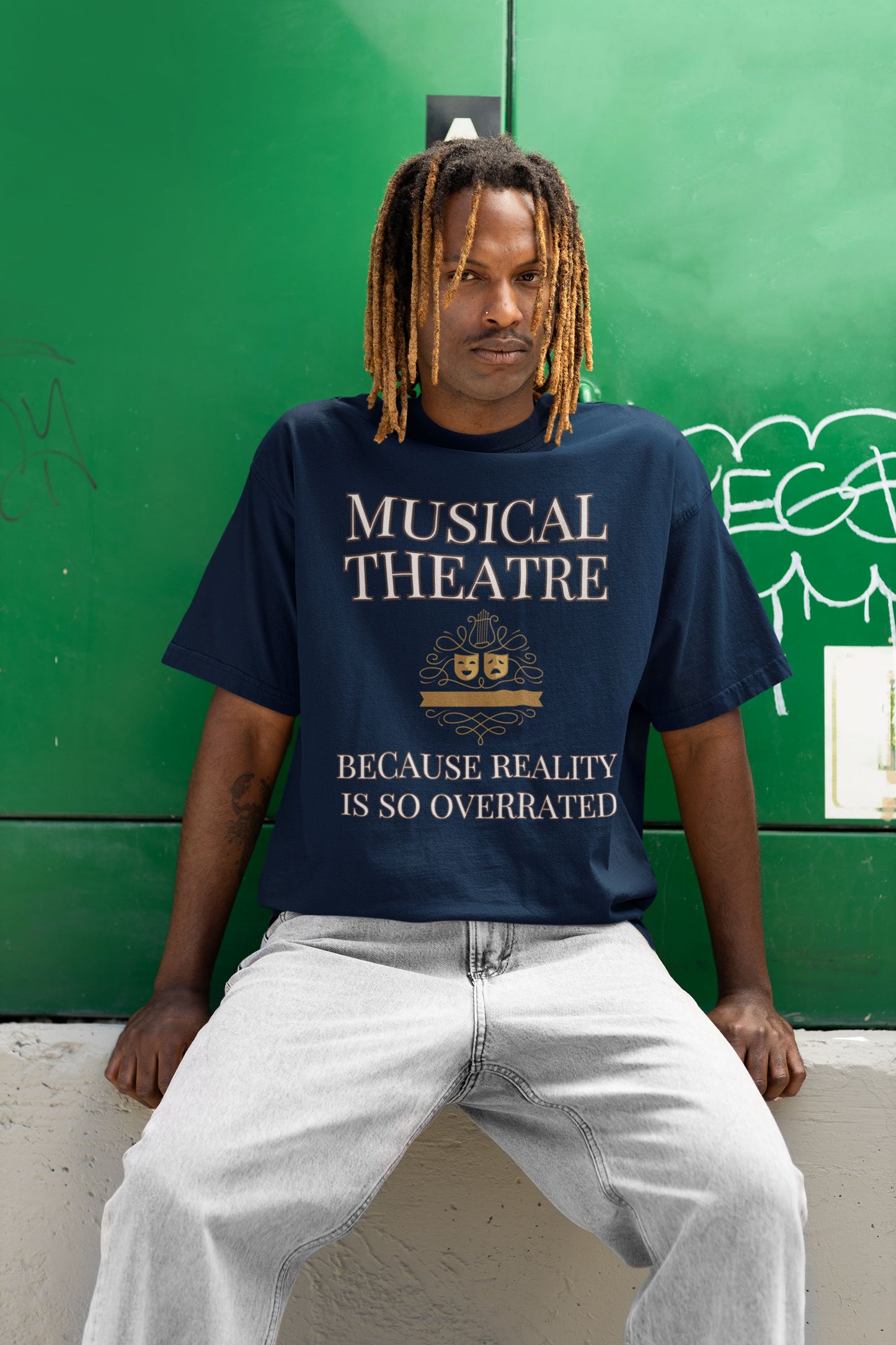 Men’s Musical Theatre T-Shirt – "Because Reality Is So Overrated" Unisex Design