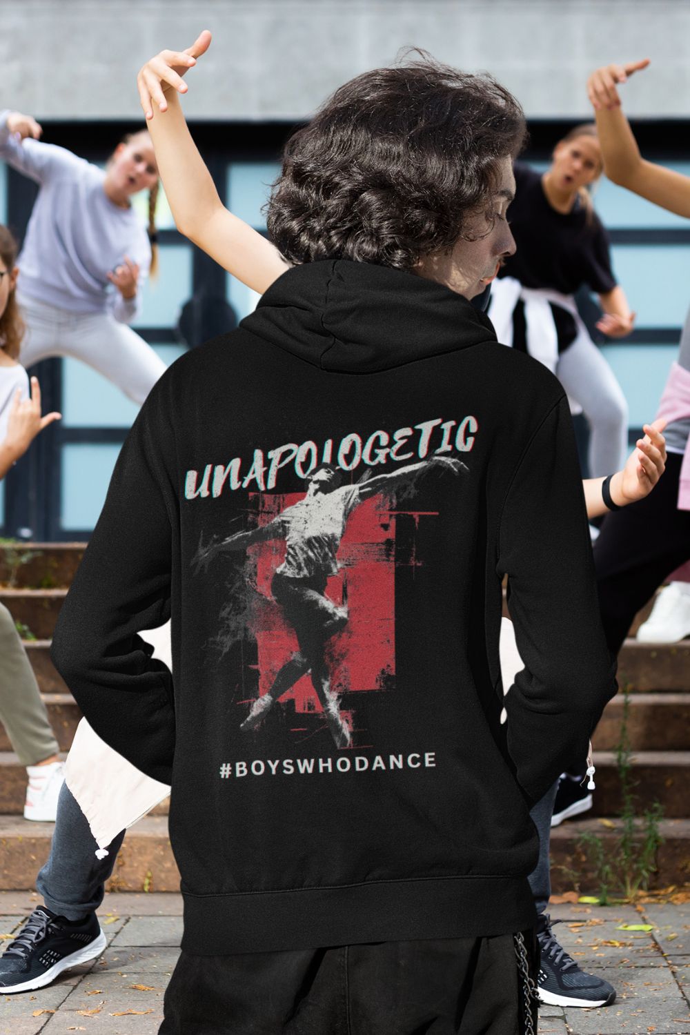 Boys' “Unapologetic” Dance Hoodie – Back Print Youth Fleece in Black, White, Royal & Sport Grey