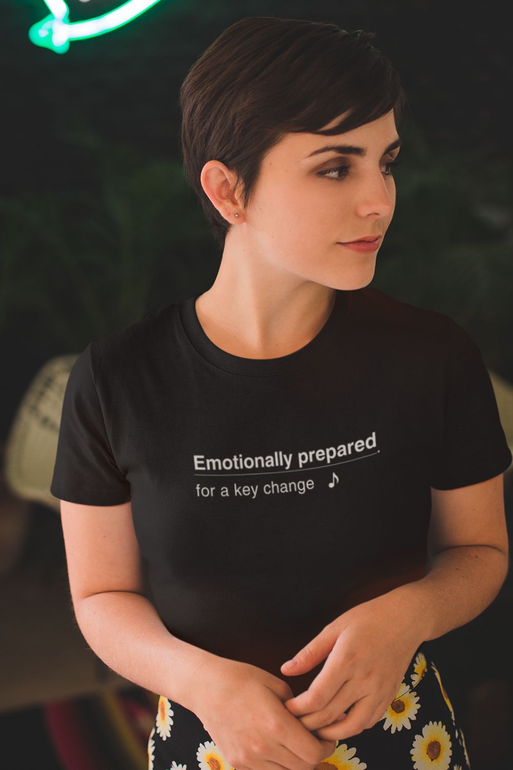 Emotionally Prepared for a Key Change – Women’s Fitted Singer T-Shirt