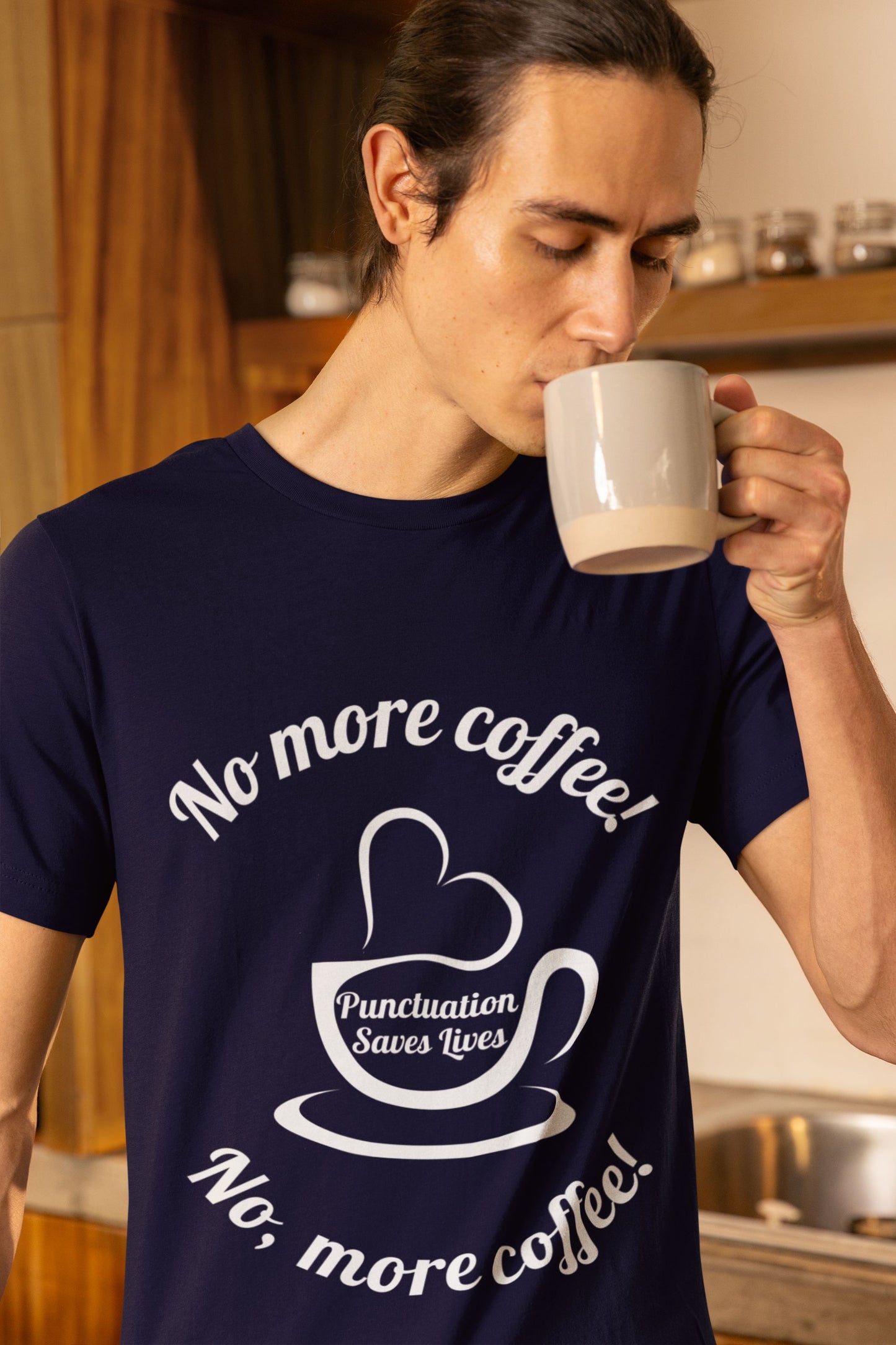 "No More Coffee" – Men's T-Shirt (Unisex Fit) for Grammar & Coffee Lovers