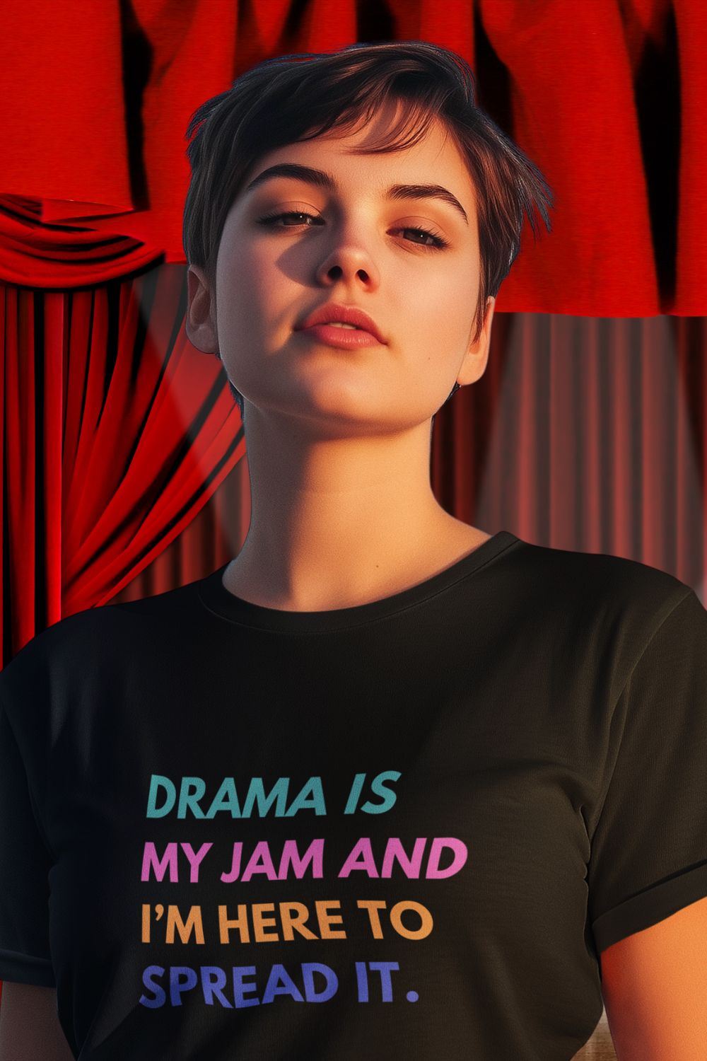 Women’s Organic Cotton “Drama Is My Jam” Cropped T-Shirt (Black)