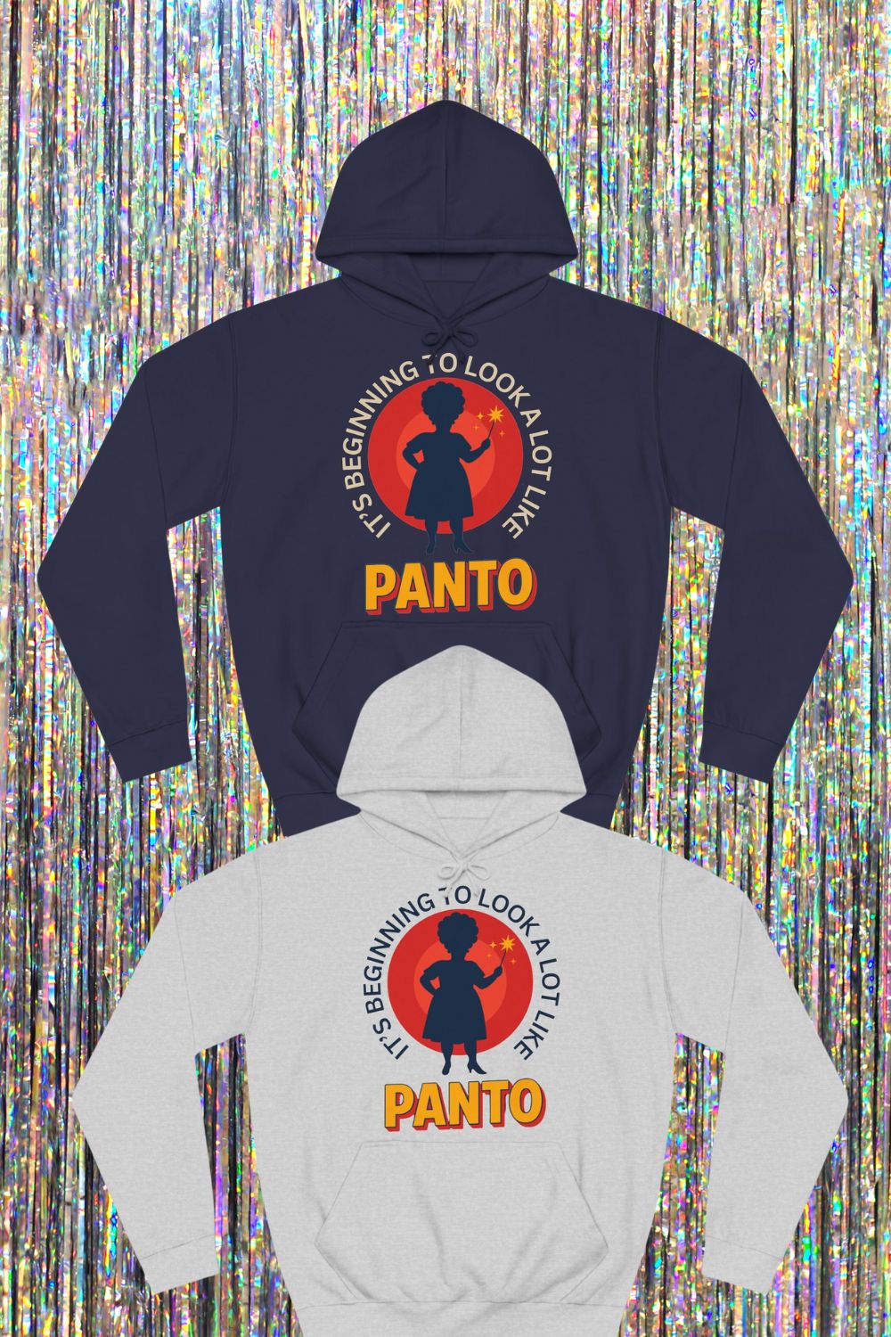 “It’s Beginning to Look a Lot Like Panto” Unisex Hoodie – Bold Dame Silhouette Design