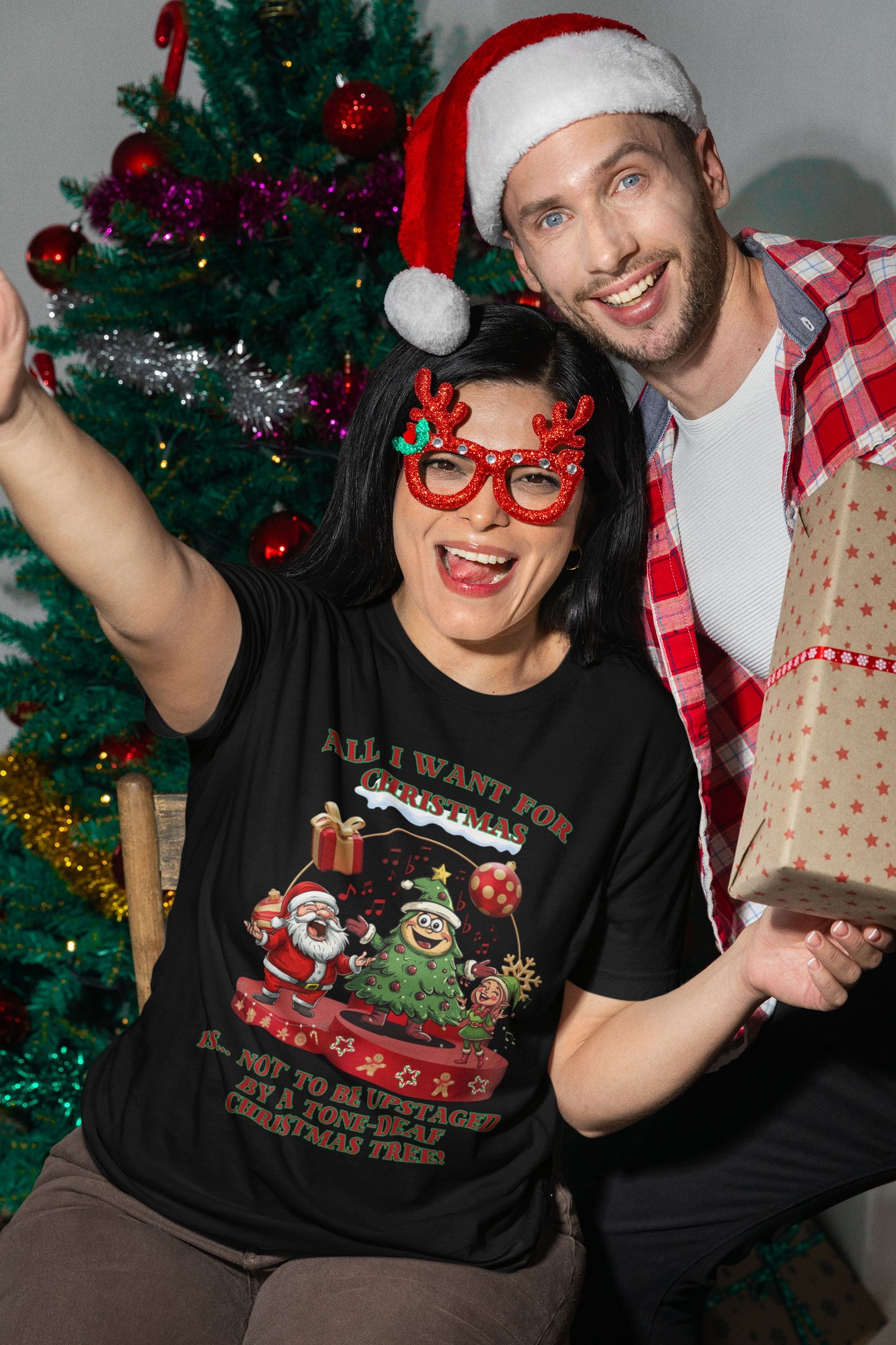 All I Want for Christmas... Is Not to Be Upstaged by a Christmas Tree! – Men’s Unisex Fun Theatre-Inspired Holiday T-Shirt