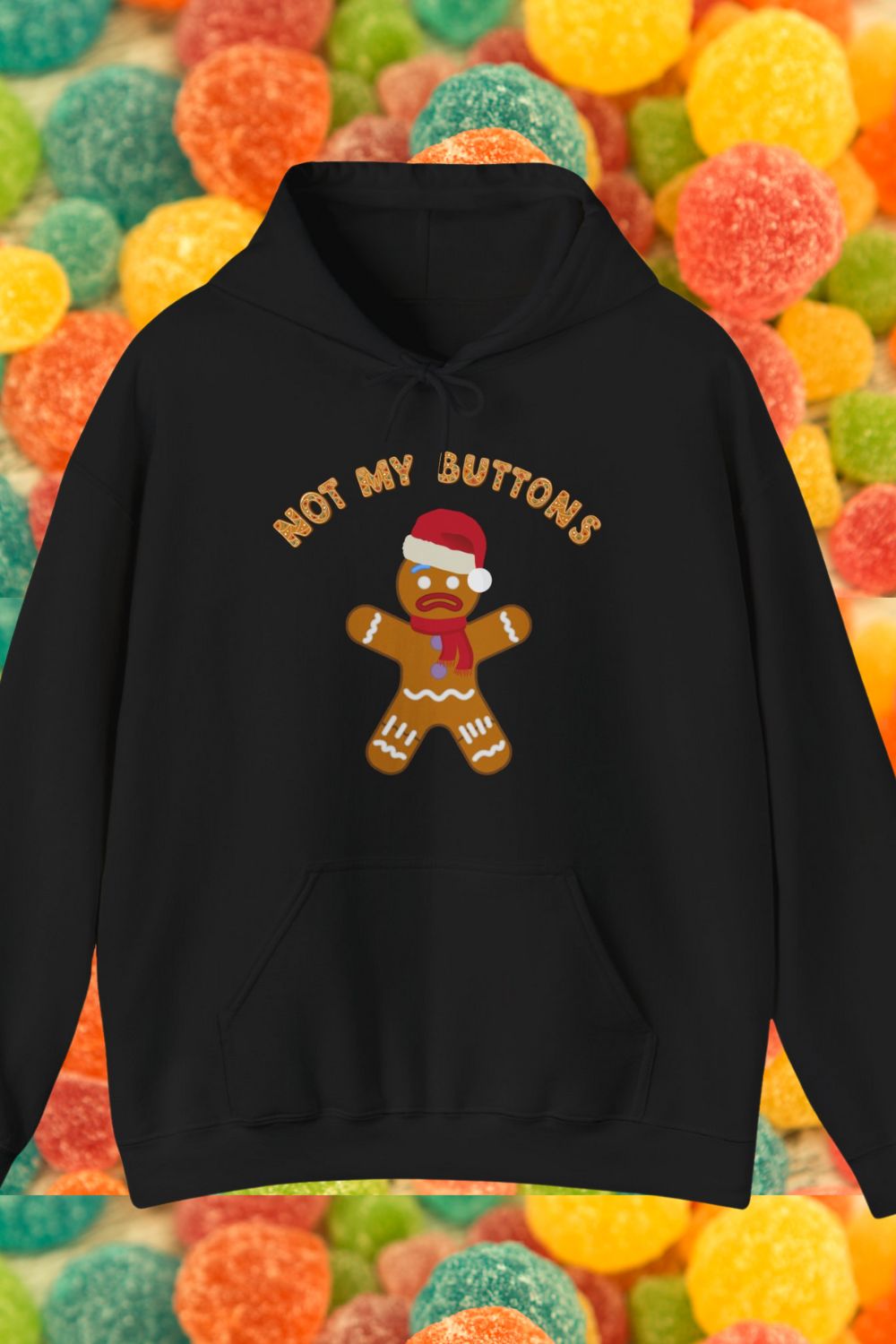 "Not My Buttons!" Gingerbread Man Men's Hoodie – Festive Unisex Design