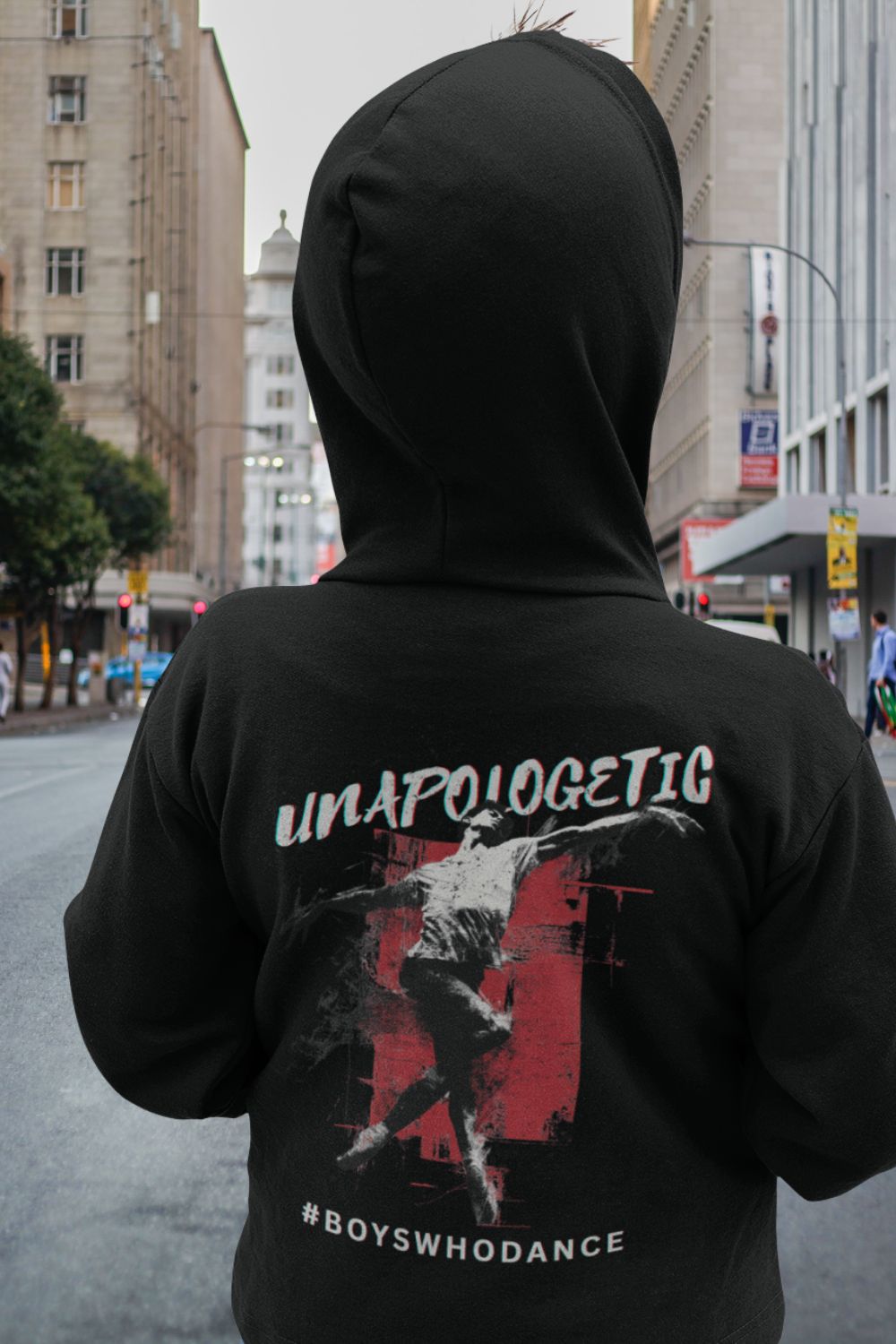 Boys' “Unapologetic” Dance Hoodie – Back Print Youth Fleece in Black, White, Royal & Sport Grey