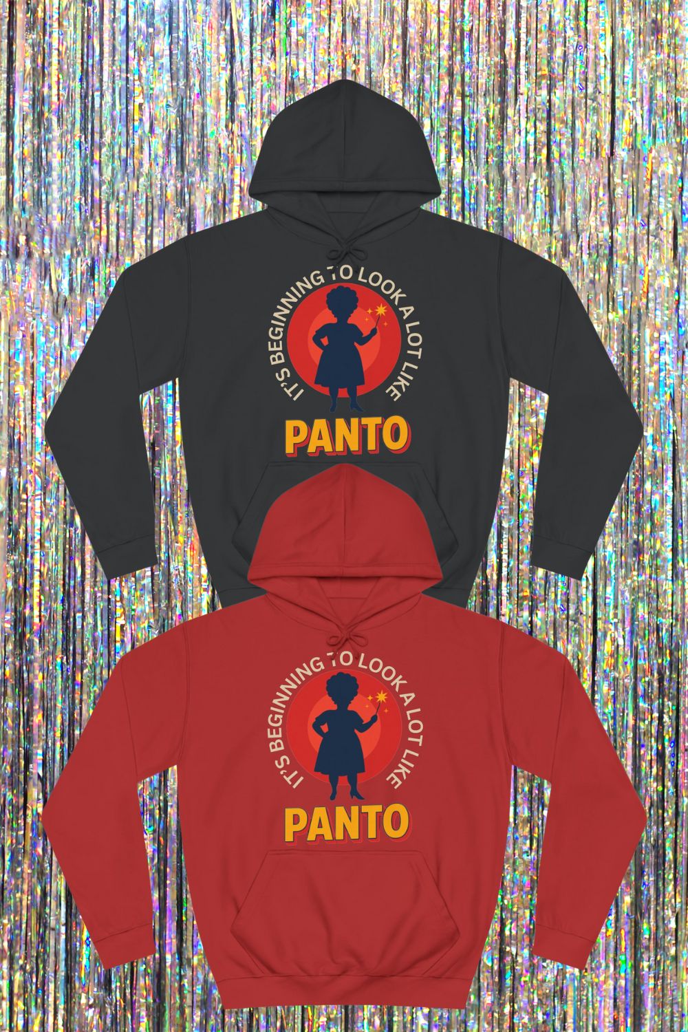 “It’s Beginning to Look a Lot Like Panto” Unisex Hoodie – Bold Dame Silhouette Design