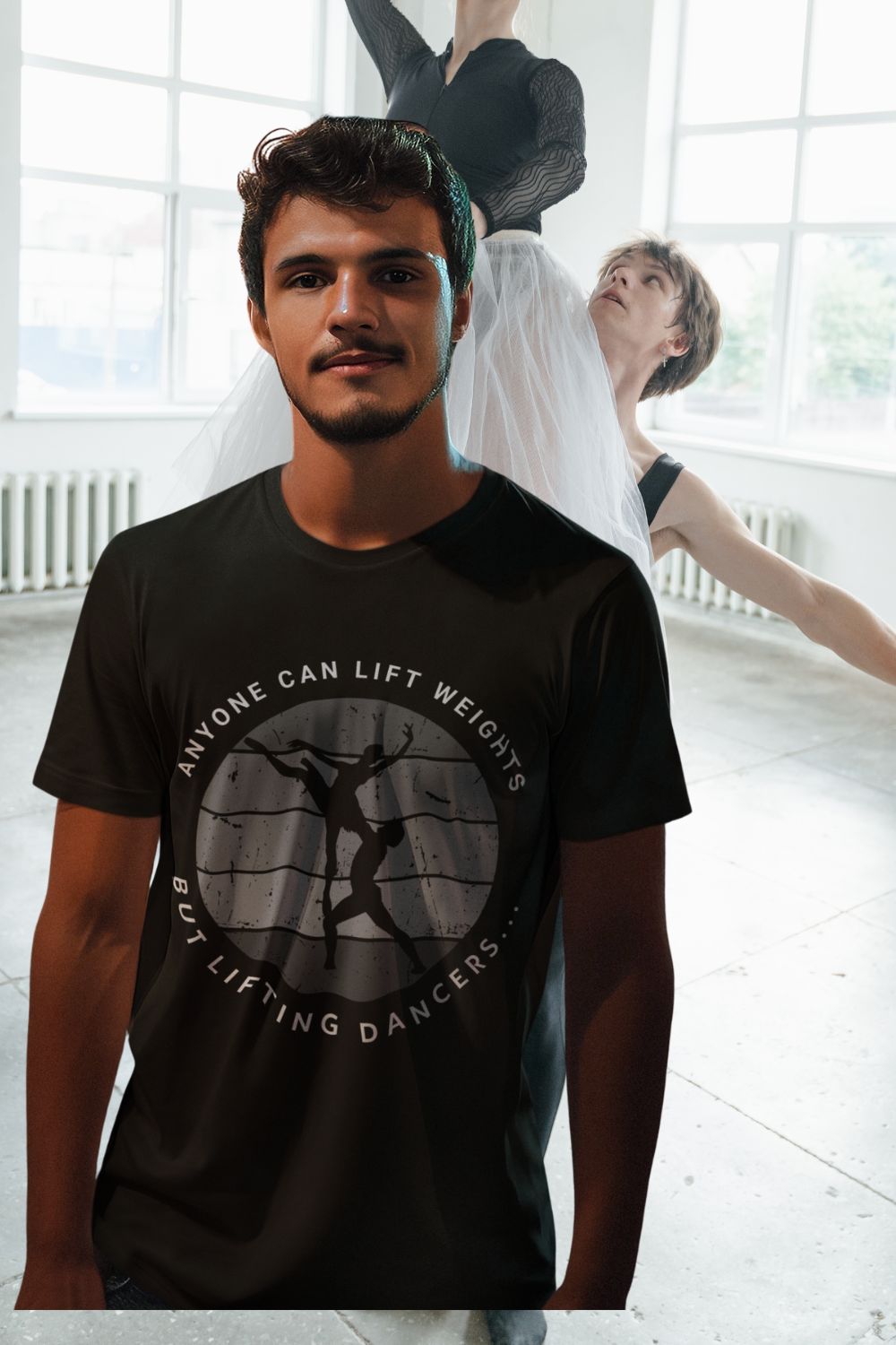 Men’s Dancer Lifting T-shirt – Retro “Anyone Can Lift Weights but Lifting Dancers...”