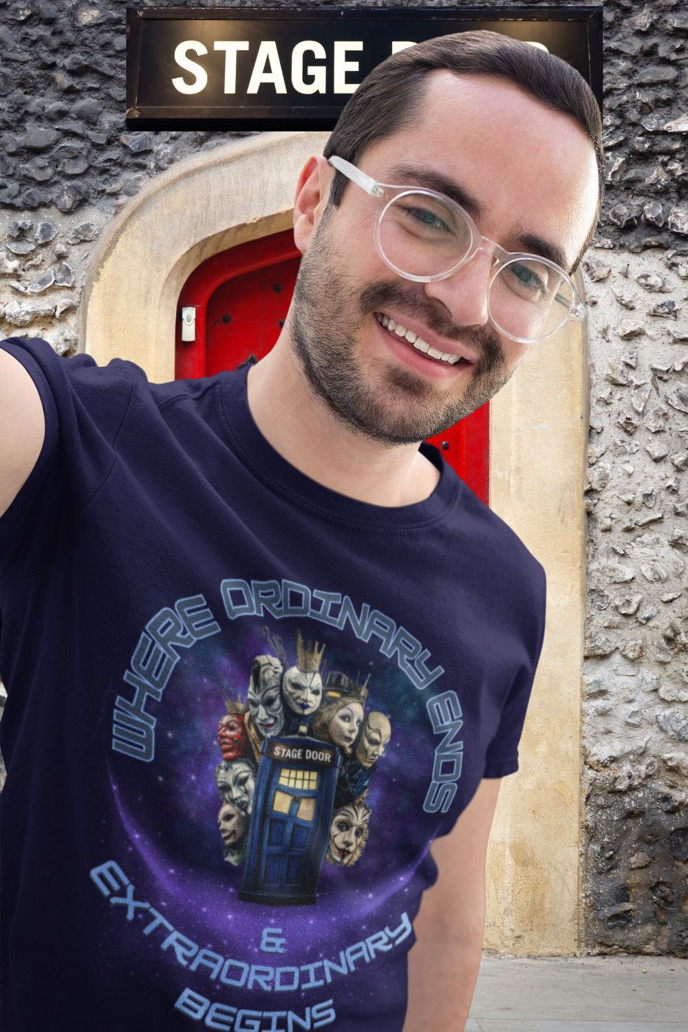 STAGE DOOR "Where Ordinary Ends and Extraordinary Begins " Men’s/Unisex Theatre T-Shirt