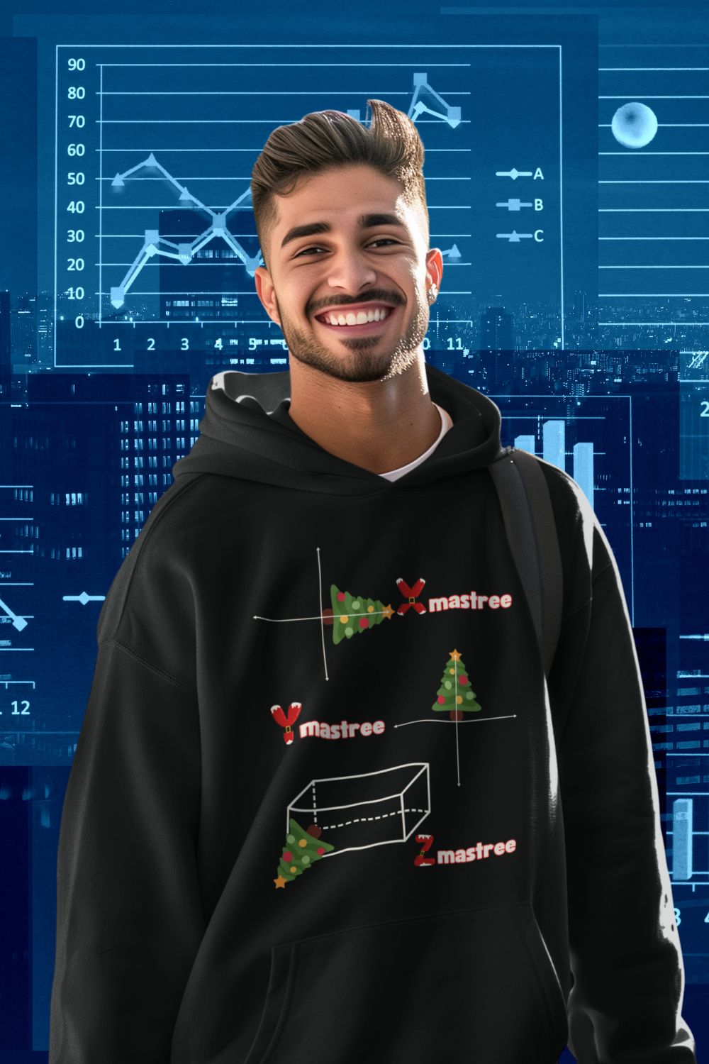 XYZ-Mas Tree Unisex Hoodie – Alternative Christmas Hoodie with Maths-Inspired Design