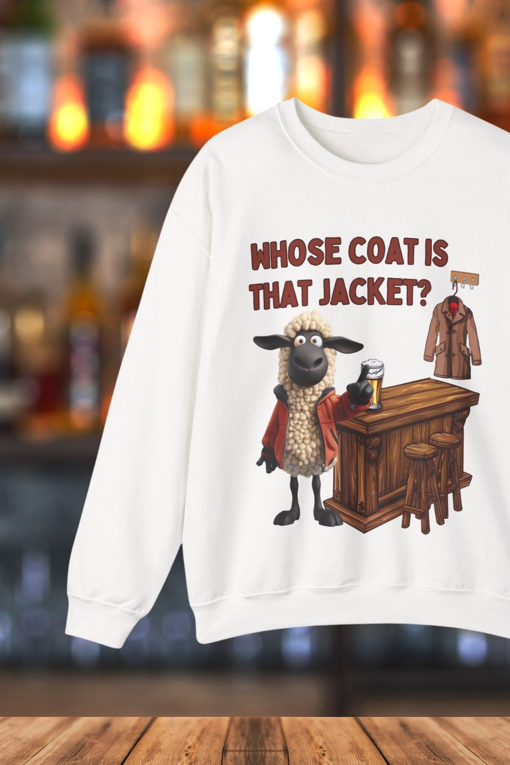 Whose Coat Is That Jacket? Welsh Humour Sweatshirt | Unisex Heavy Blend | Black, White & Sand