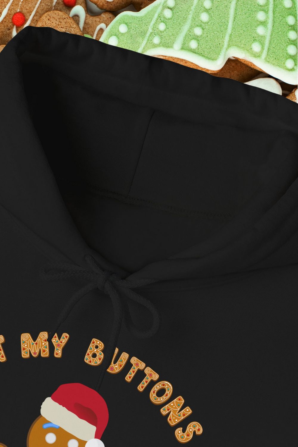 "Not My Buttons!" Gingerbread Man Men's Hoodie – Festive Unisex Design