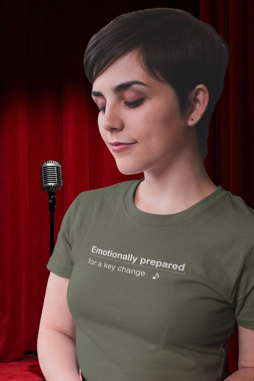 Emotionally Prepared for a Key Change – Women’s Fitted Singer T-Shirt