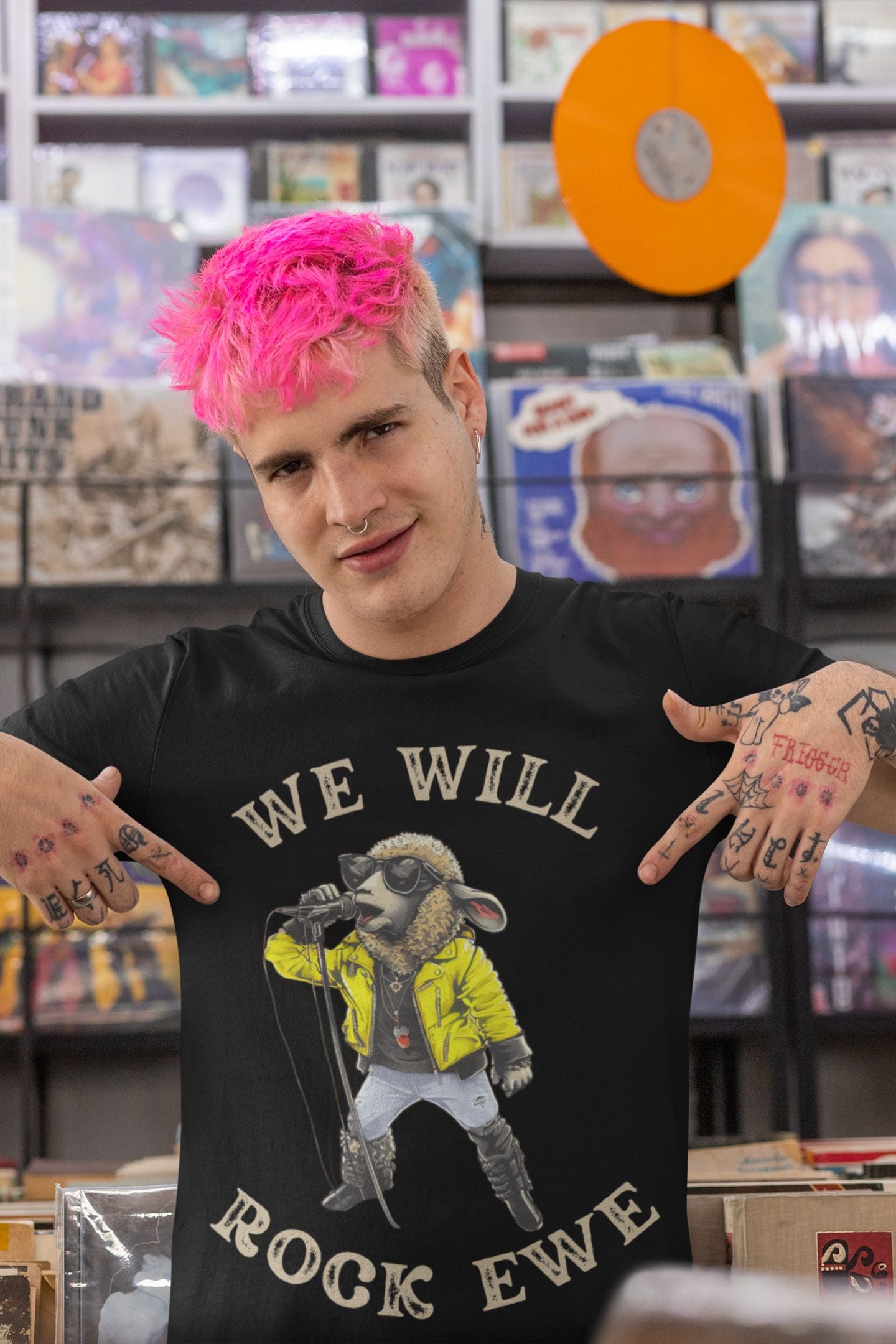 Men’s “We Will Rock Ewe” Unisex T-Shirt – Fun Rock ‘n’ Roll Design