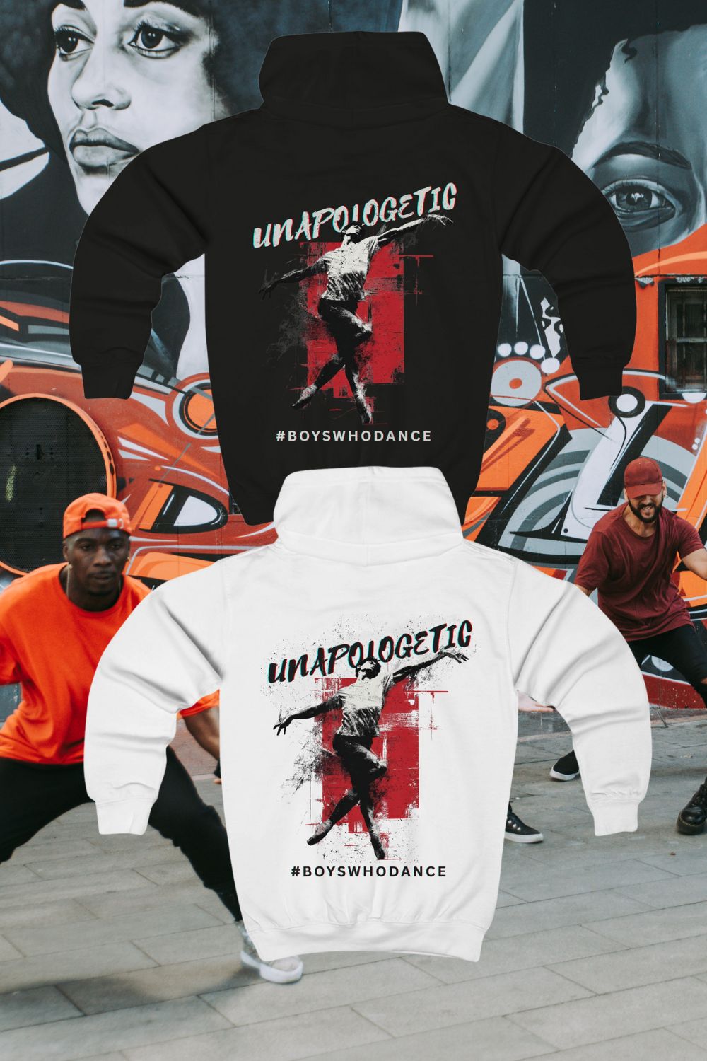 Boys' “Unapologetic” Dance Hoodie – Back Print Youth Fleece in Black, White, Royal & Sport Grey