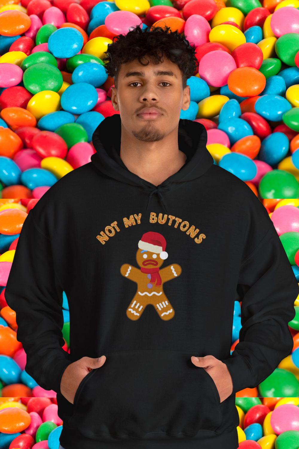 "Not My Buttons!" Gingerbread Man Men's Hoodie – Festive Unisex Design