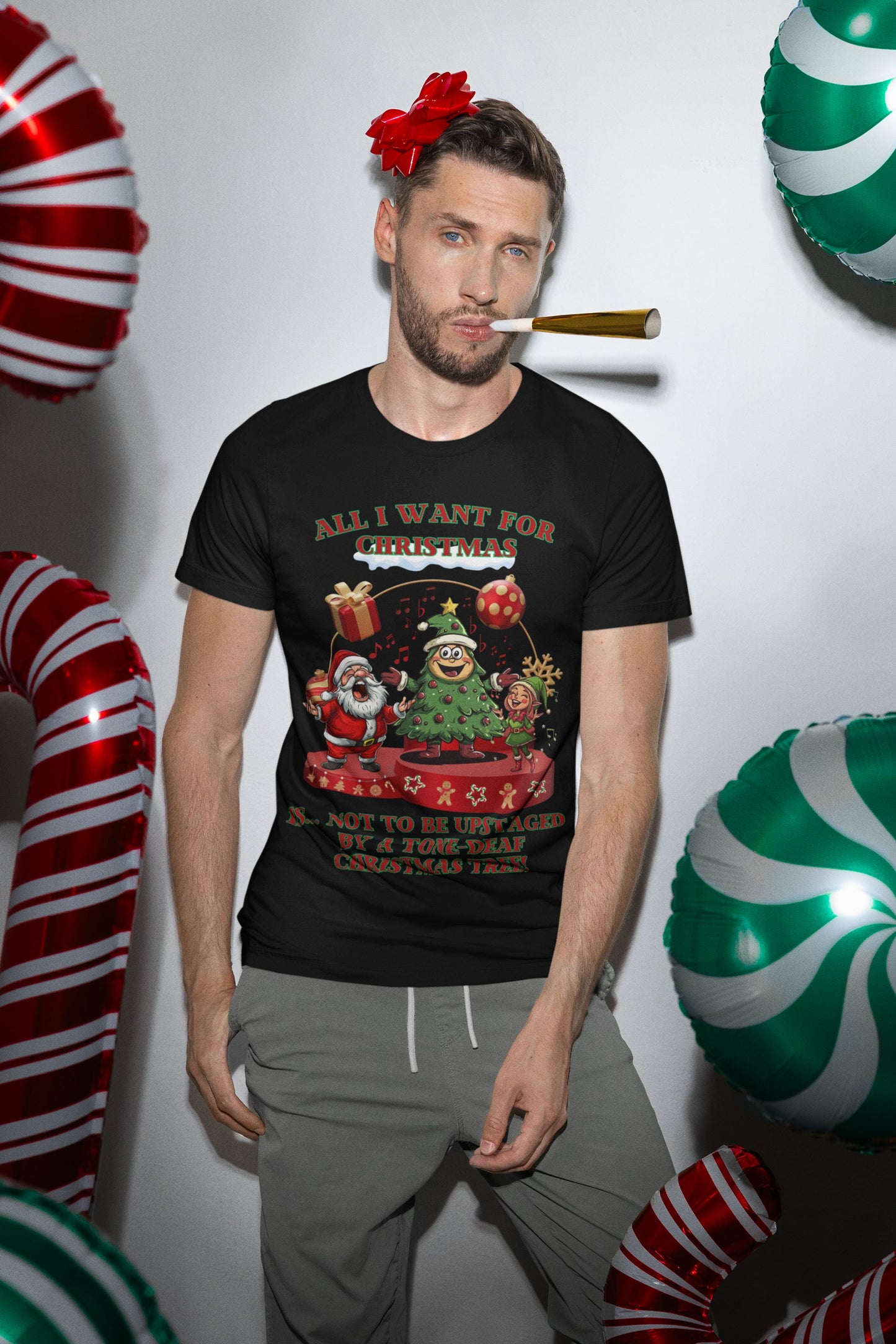 All I Want for Christmas... Is Not to Be Upstaged by a Christmas Tree! – Men’s Unisex Fun Theatre-Inspired Holiday T-Shirt
