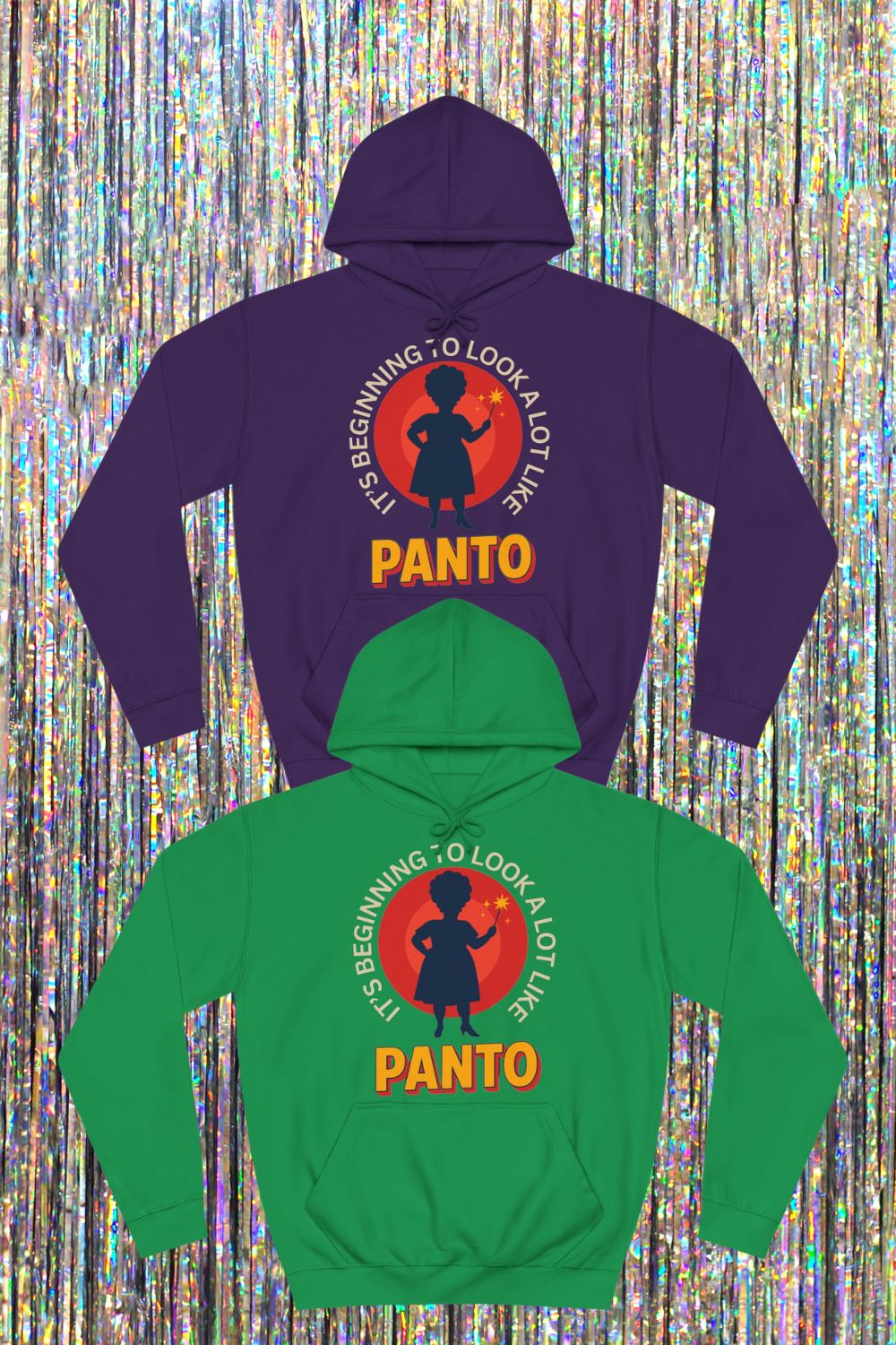 “It’s Beginning to Look a Lot Like Panto” Unisex Hoodie – Bold Dame Silhouette Design