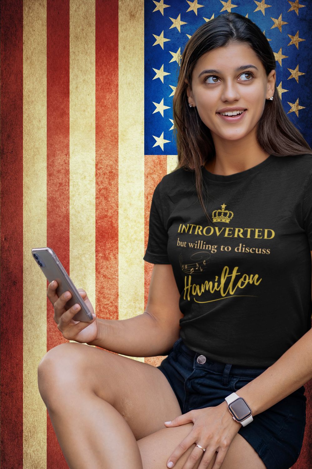 Women’s “Introverted But Willing to Discuss Hamilton” Fitted T-Shirt – Theatre Collection