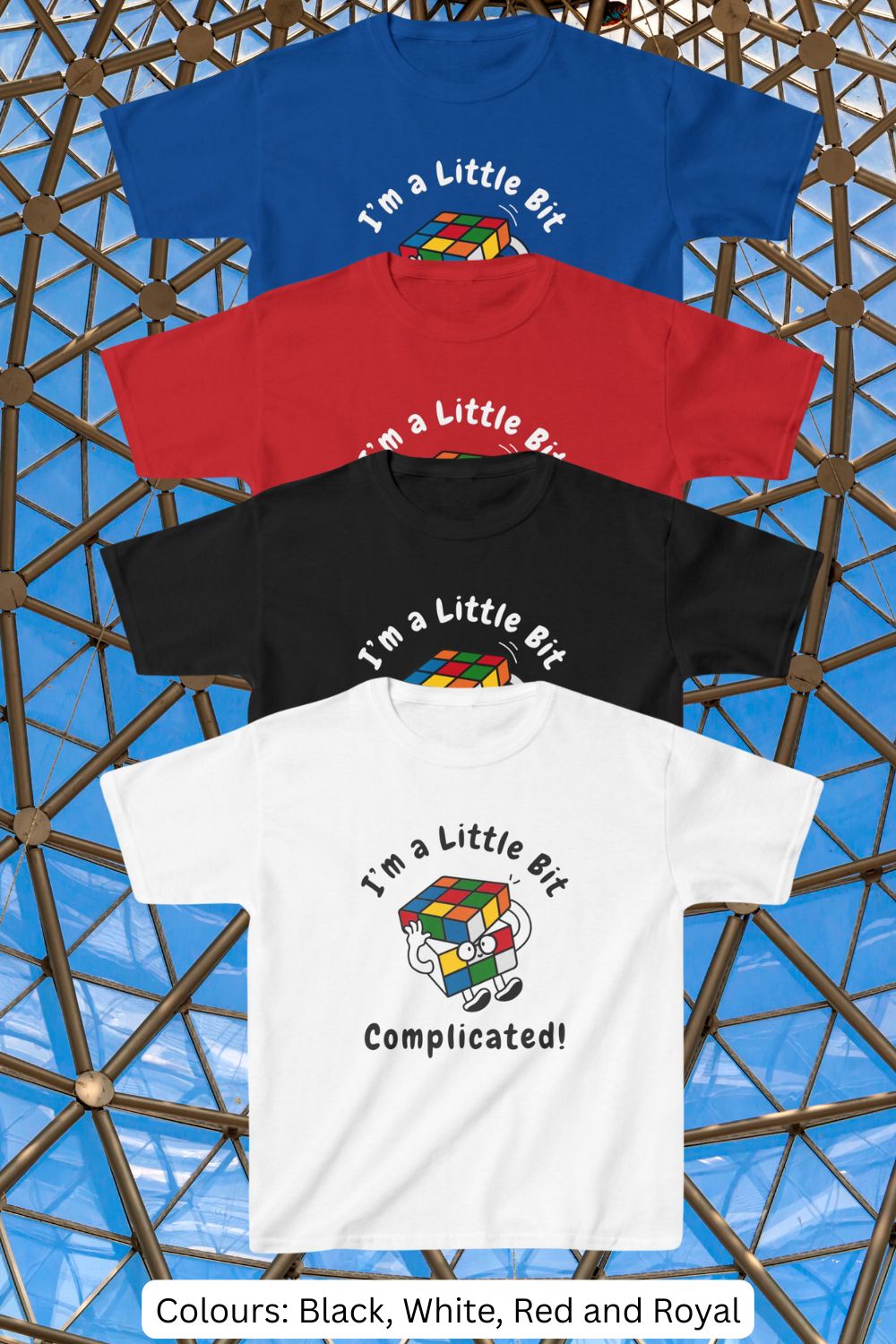 Kids’ “I’m a Little Bit… Complicated” T-Shirt – Problem Solver Design | Unisex Fit | Black, White, Red, Royal Blue
