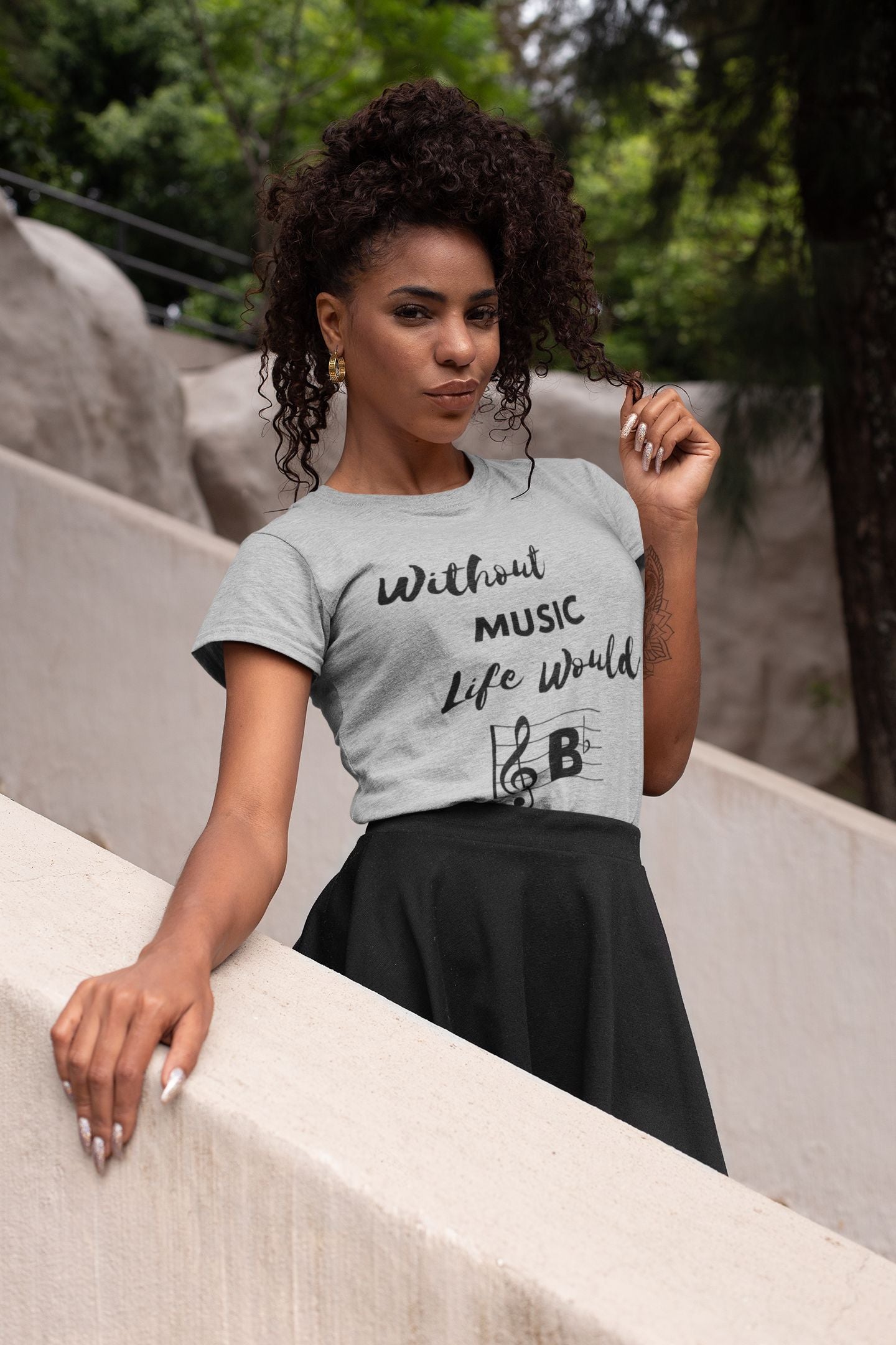 Music Lover Women's T-shirt - 'Without Music, Life Would B Flat' Top