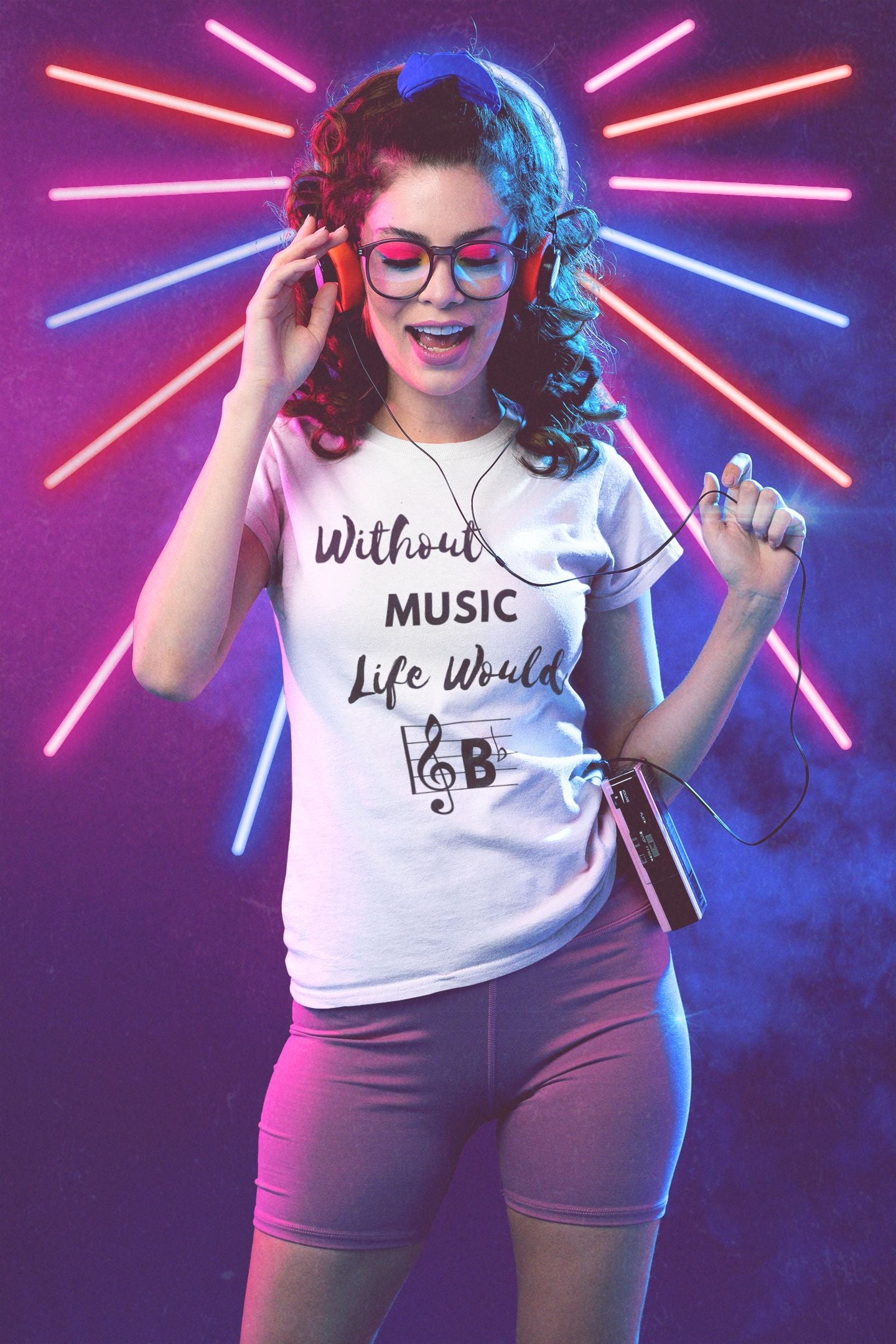 Music Lover Women's T-shirt - 'Without Music, Life Would B Flat' Top